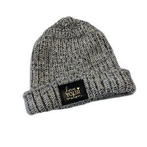 Love Your Melon black speckled gold foil beanie winter hat
